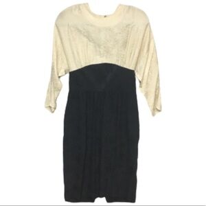 Silk Studio | Vintage Black & White Midi Dress